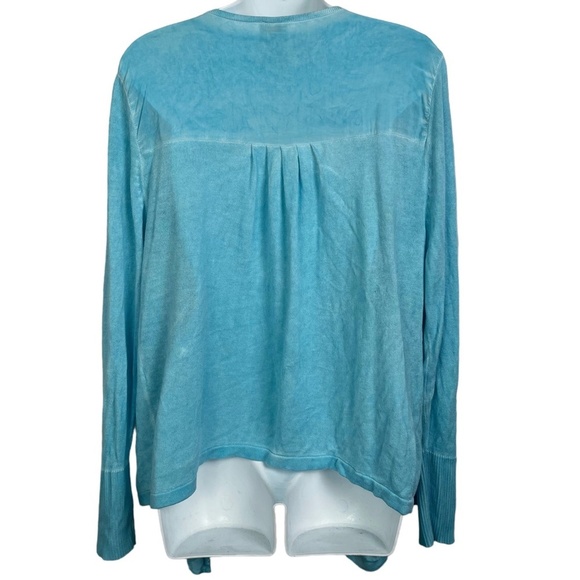 CHICO'S Open Waterfall Lightweight Long Sleeve Cardigan Sweater Sky Blue sz 2 /L - Picture 11 of 16